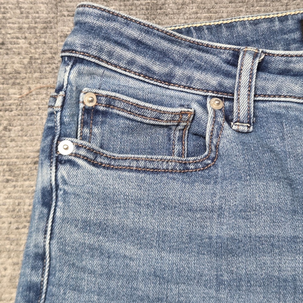 Quince Bella Stretch Straight Jeans Twilight Blue Fray Raw Hem 27 W-PNT-113 - Picture 6 of 16